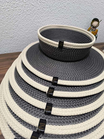 6 Adet Koyu Vizon Ekru Supla / Amerikan Servis 1 Adet Hasır Ekmek Sepeti