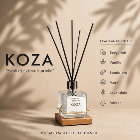 AKS - KOZA REED DIFFUSER / ODA KOKUSU (50 ML) - Alkolsüz özel formül