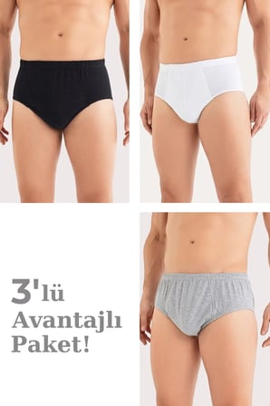 Rahat Tasarım Örme Ürün Çoklu Seçenek Erkek Pamuklu Külot Slip Beli Lastikli 3'lü Paket Renkli