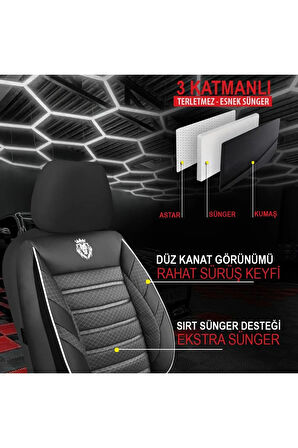 KZY King Jakar Beyaz  Renault R9 Uyumlu Oto Koltuk Kılıfı