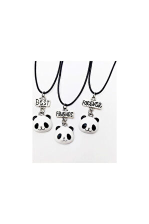 Unisex  Sevimli Panda Best Friend Bff  Kolye 3 lü