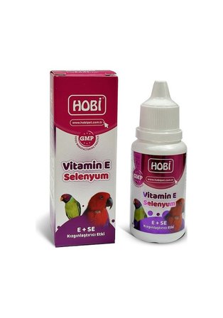 Hobi Tüm Kuşlar İçin  E Vitamini  + Selenyum ( Kızıştırıcı Özellikli Vitamin) 30 ML