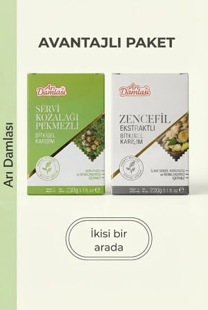 Arı Damlası 2'li Macun Setleri –Servi Kozalağı Pekmezli/Zencefil İçerikli Macun