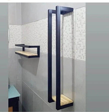 KUZELA  Metal Ahşap Banyo Havluluk Raf Vetuvalet Kağıtlığı Rafı