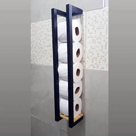 KUZELA  Metal Ahşap Banyo Havluluk Raf Vetuvalet Kağıtlığı Rafı