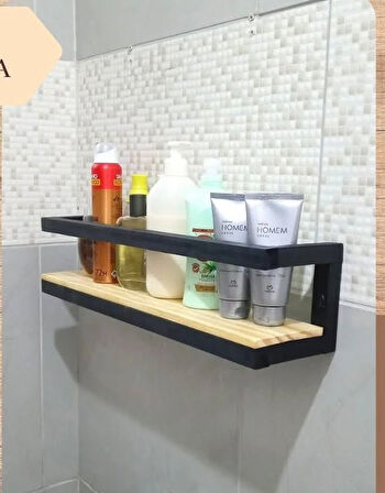KUZELA  Metal Ahşap Banyo Havluluk Raf Vetuvalet Kağıtlığı Rafı
