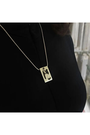 Lazer Fotoğraf Kazımalı Unisex Çelik Kolye