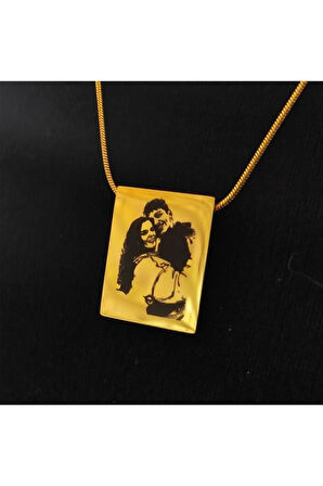 Lazer Fotoğraf Kazımalı Unisex Çelik Kolye
