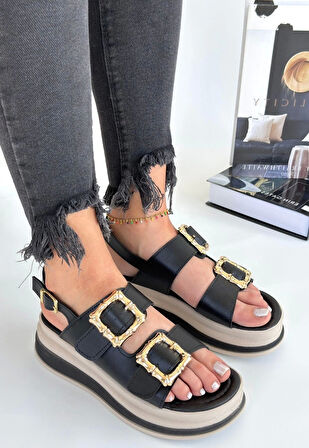 Stan Siyah Cilt Sandalet