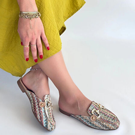 Yenda Renkli Dokumalı Terlik