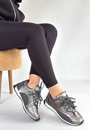 Ranu Platin Cilt Paraşüt Detaylı Bağcıklı Spor Ayakkabı