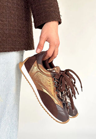 Ranu Kahverengi Cilt Paraşüt Detaylı Bağcıklı Spor Ayakkabı