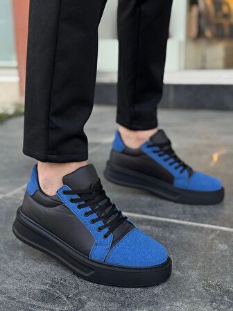 KB-X46 Kuback Siyah Sax Mavi Yüksek Siyah Taban Günlük Spor Ayakkabı