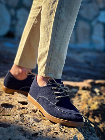 KB-X5 Kuback Lacivert  Süet Bağcıklı  Günlük Erkek Ayakkabı