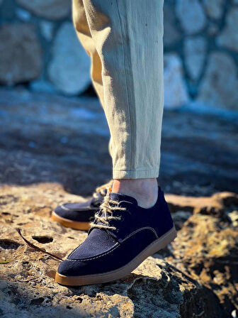 KB-X5 Kuback Lacivert  Süet Bağcıklı  Günlük Erkek Ayakkabı