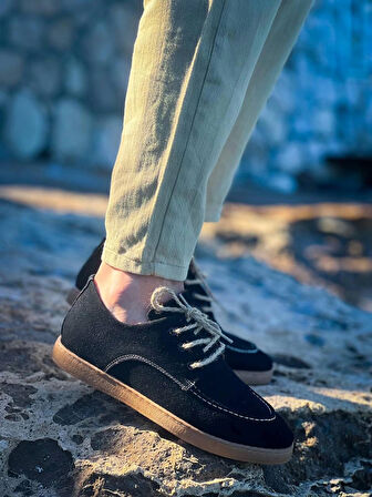 KB-X5 Kuback Siyah  Süet Bağcıklı  Günlük Erkek Ayakkabı