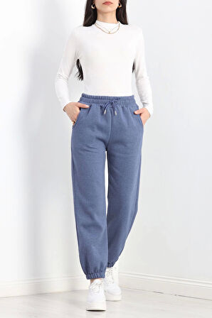 2 İplik İçi Tüylü Çımalı Jogger Eşofman Altı İndigo - 50019.053.