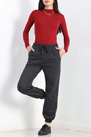 2 İplik İçi Tüylü Çımalı Jogger Eşofman Altı Antrasit - 50019.053.