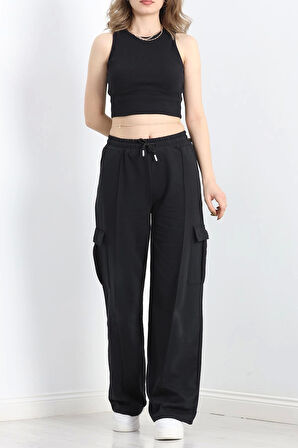 2 İplik Çımalı Kargo Eşofman Altı Siyah - 40020.1857.