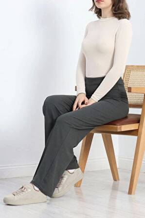 Zra Krep Çımalı Palazzo Pantolon Boyalıantrasit - 20211.1605.