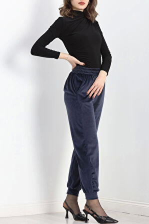 Paça Lastikli Kadife Eşofman Altı Lacivert - 20891.1287.