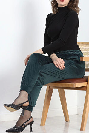 Paça Lastikli Kadife Eşofman Altı Zümrüt - 20891.1287.