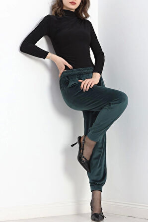 Paça Lastikli Kadife Eşofman Altı Zümrüt - 20891.1287.