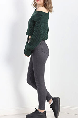 Kemerli Dar Paça Kot Pantolon Füme - 19600.1778.