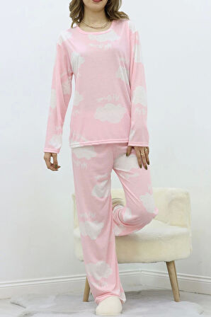 Desenli Poliviskon Pijama Takımı Açıkpudra - 818.1287.