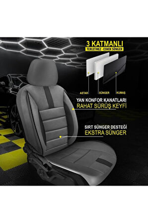 Unıversal KZY ONİKS FÜME Oto Koltuk KılıfıRenault Clio 2 Uyumlu Oto Koltuk Kılıfı 57