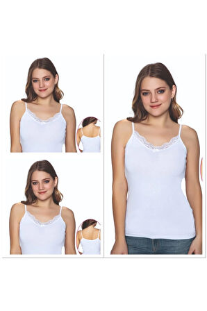 Kadın LİKRALI PAMUKLU DANTELLİ ATLET SET