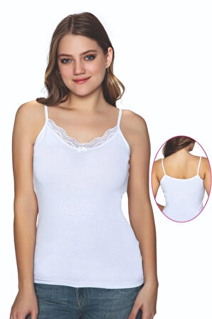 BAYAN LİKRALI PAMUKLU DANTELLİ ATLET SET