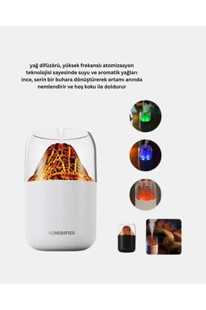 USB Şarjlı Alev Efektli Aromaterapi Difüzörü