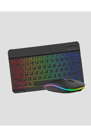 SAYARMRKT Klavye Mouse Seti RGB Türkçe Q 7000 DPI Bluetooth 5.0 Kablosuz Ergonomik Çok Renkli