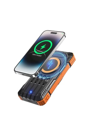 20000 mAh Güneş Enerjili Powerbank Kablosuz Şarj ve Hızlı Şarj Destekli