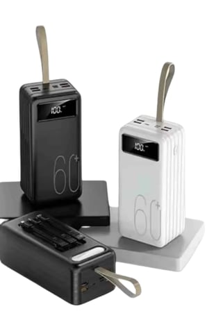 60000 mAh Powerbank 4 Çıkışlı Hızlı Şarj Destekli Dijital Göstergeli