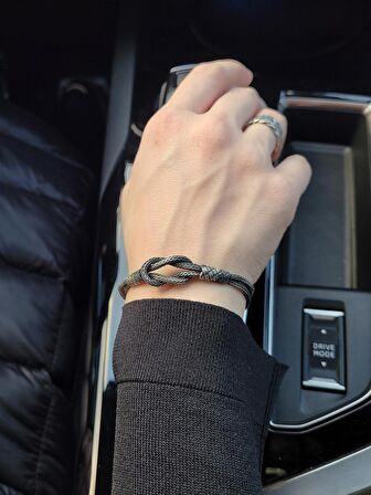 Kazaziye Saf Gümüş İle El Örmesi Kördüğüm Bileklik