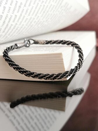 Kazaziye Burgu Yuvarlak Örgü Saf Gümüş Bileklik