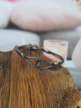 Kazaziye Sade Model El Örgüsü Gümüş Bileklik 