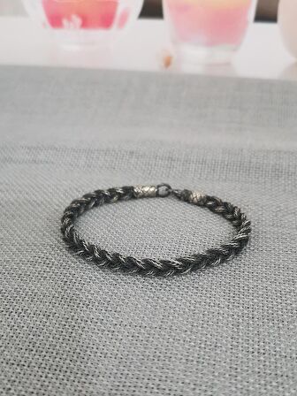 Kazaziye El Örgüsü Balık Sırtı Saf Gümüş Bileklik 