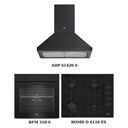 Beko Siyah Ankastre Set (Adp 61420 S + Bomd D 6110 Es + Bfm 310 S)