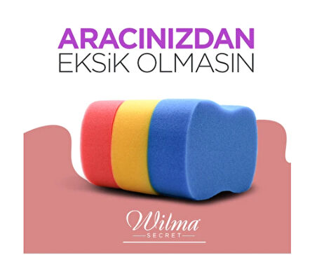 wilma secret Oto Yıkama Süngeri - 3'lü Set - Sarı-Pembe-Mavi