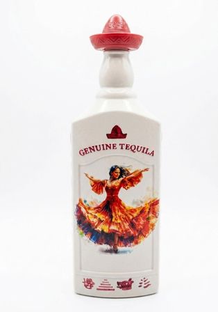 Meksika Temalı Dekoratif Şişe - Sombrero Dansçı Detaylı Şişesi (11x31x4 cm)