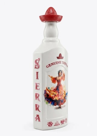 Meksika Temalı Dekoratif Şişe - Sombrero Dansçı Detaylı Şişesi (11x31x4 cm)