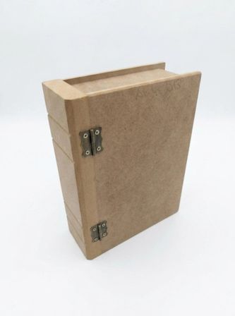 Kales01 Ahşap Kitap Kutusu 19x14x6 cm Ham MDF Dekoratif Saklama Kutusu