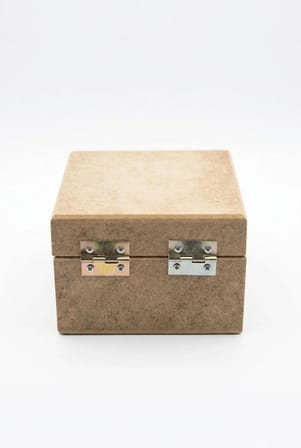 Kales01 Ham Ahşap Takı Kutusu 10x10x7 cm Menteşeli Kapaklı Boyamalık MDF Hobi Saklama Kutusu