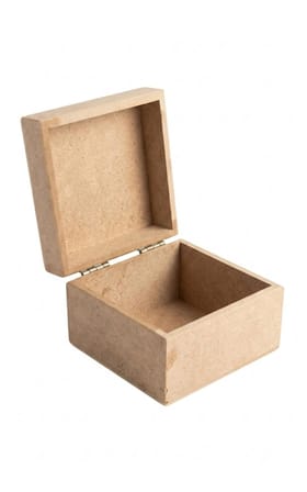 Kales01 Ham Ahşap Takı Kutusu 10x10x7 cm Menteşeli Kapaklı Boyamalık MDF Hobi Saklama Kutusu