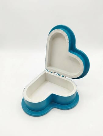 El Yapımı Didim Temalı Kalp Şeklinde Ahşap Takı ve Hatıra Kutusu - 15x15x7 cm