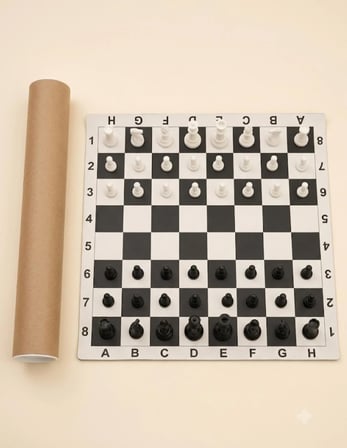 Kales01 50x50 cm Rulo Satranç Takımı Taşınabilir Silindir Kutulu Büyük Boy