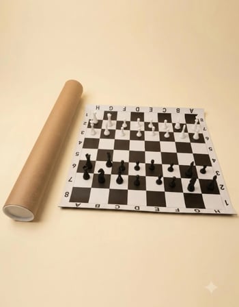 Kales01 50x50 cm Rulo Satranç Takımı Taşınabilir Silindir Kutulu Büyük Boy